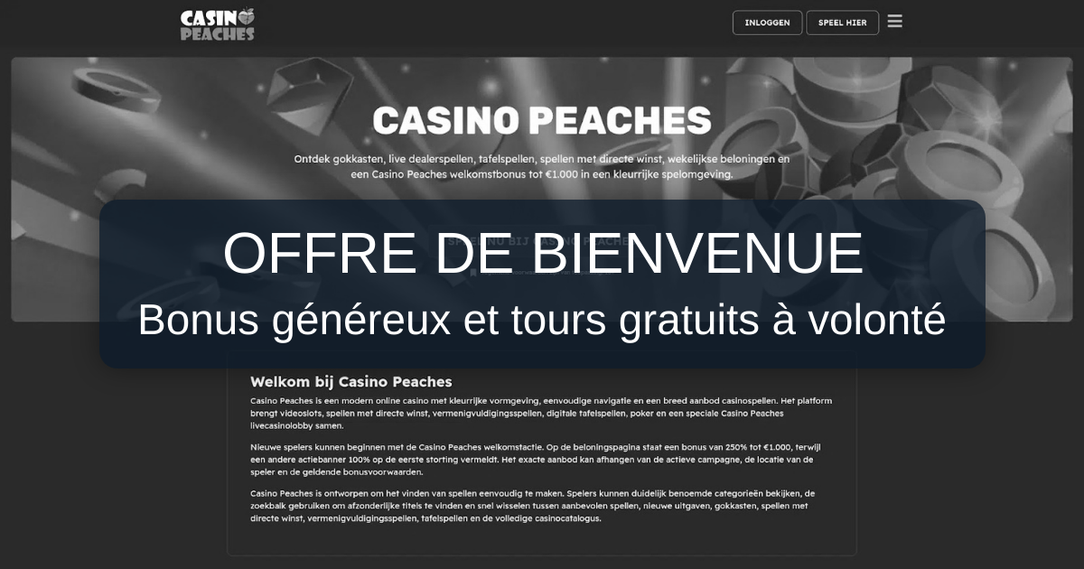 Peaches Casino welcome bonus